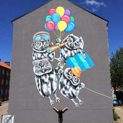 Globetrotters Stine Hvid mural street art Helsingborg